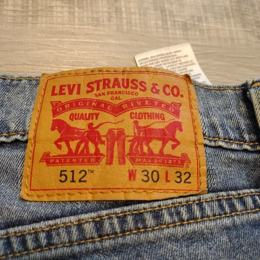 Levis 512 Jeans Mens Skinny Blue Denim Pants  30x32 Tapered Stretch Hipster Fade